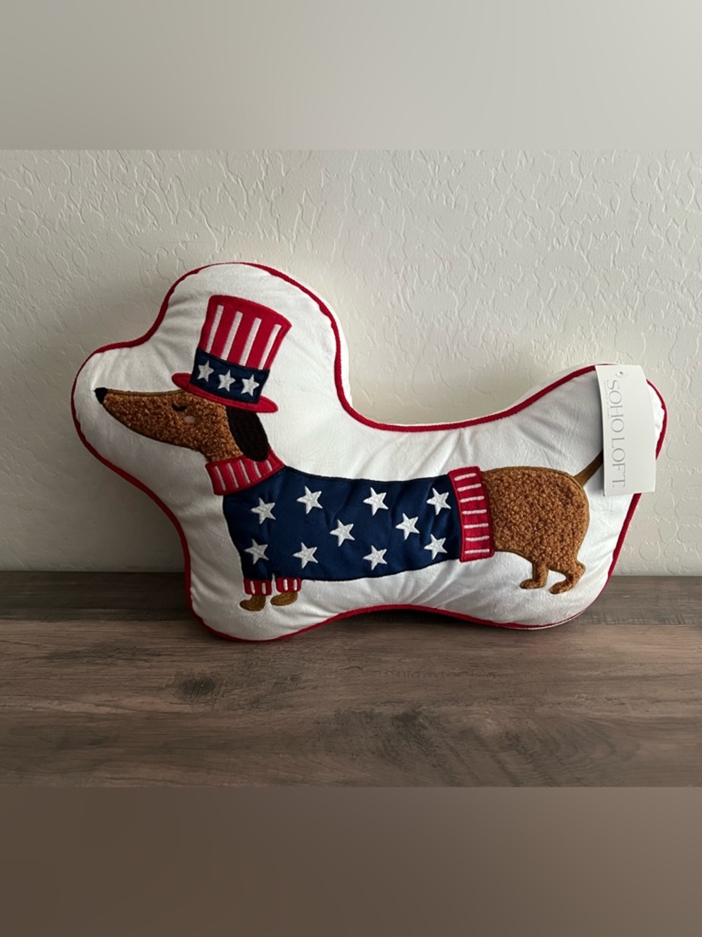 Patriotic Dachshund Doxie Decorative Pillow - Red, White & Blue